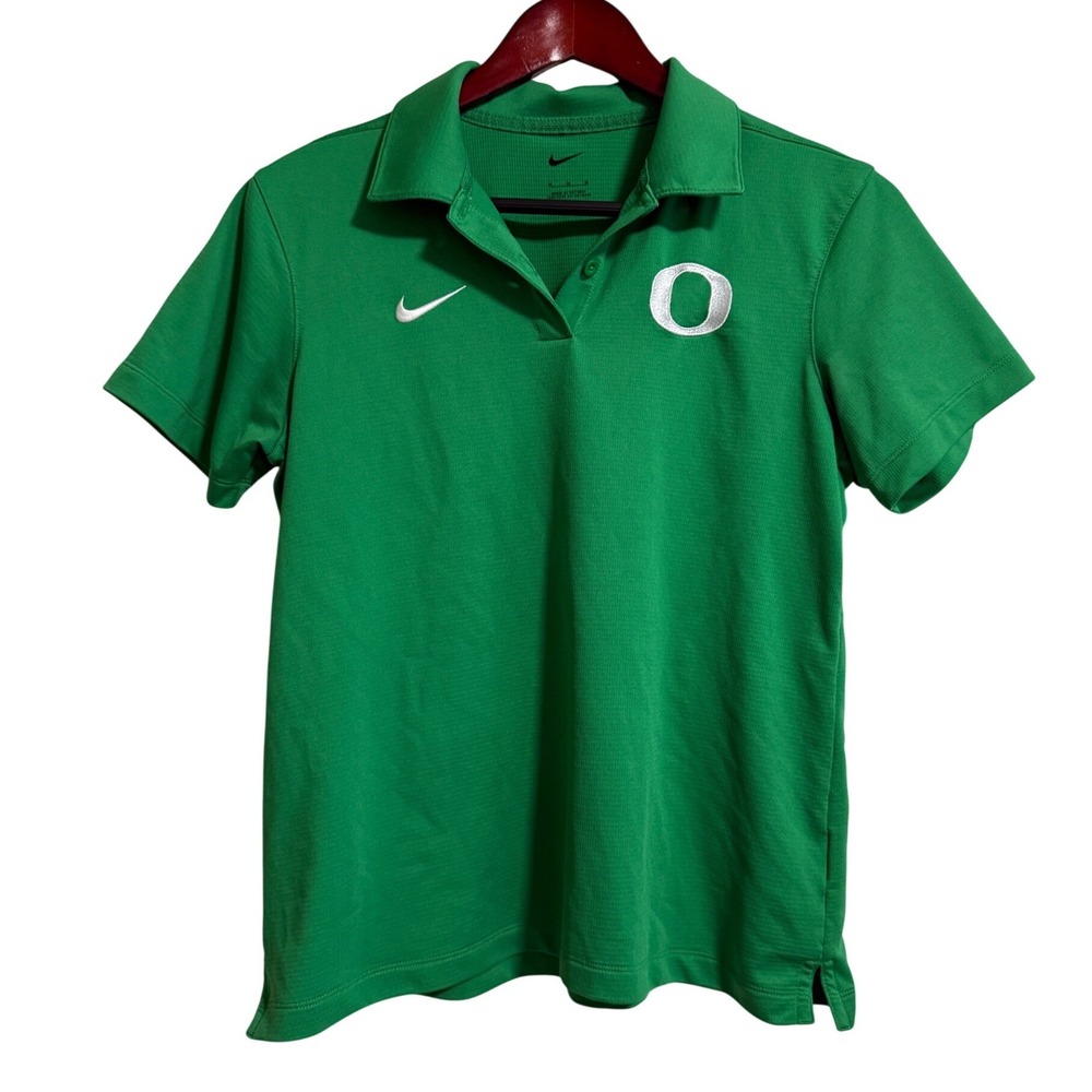 Nike Oregon Ducks Dri-FIT Polo Shirt Womens Medium Green Short Sleeve NCAA Logo